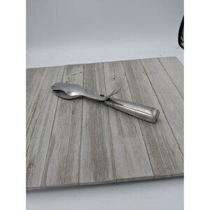 Vintage Danish Style Stainless Steel Serving Tongs Double Spoon Spring Loaded